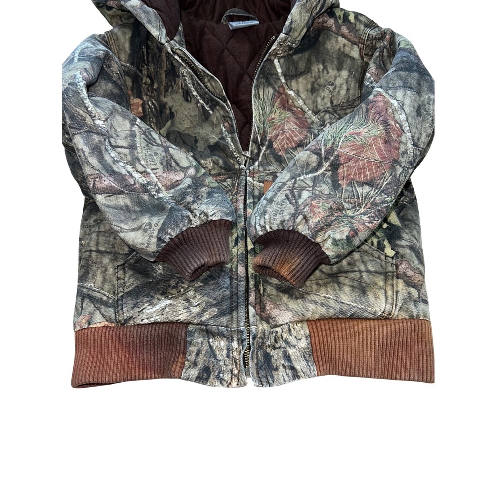 Carhartt Boys Mossy Oak Camo Hooded Duck Canvas Quilted Lined Jacket Size XS 6 - Picture 4 of 7